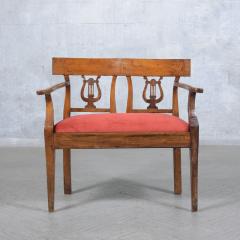 Late 18th Century English Red Velvet Walnut Bench - 3476639