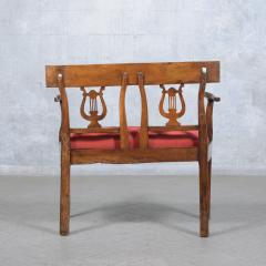 Late 18th Century English Red Velvet Walnut Bench - 3476641
