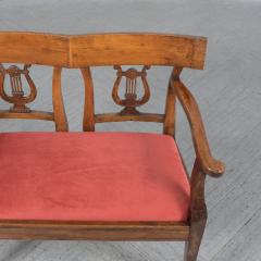 Late 18th Century English Red Velvet Walnut Bench - 3476644