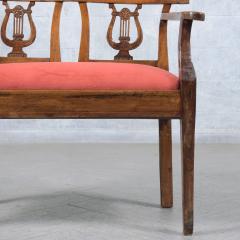 Late 18th Century English Red Velvet Walnut Bench - 3476646