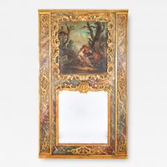 Late 18th Century French Trumeau Mirror with Romantic Painting Late 18th Century French Trumeau Mirror with Romantic Painting