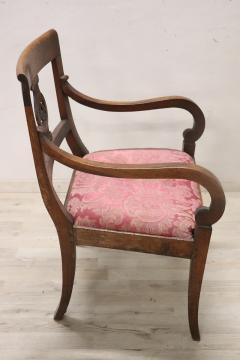 Late 18th Century Italian Directoire Solid Walnut Armchair - 3497256