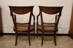 Late 18th Century Italian Directoire Solid Walnut and Vienna Sraw Armchairs - 4220755