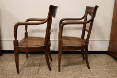 Late 18th Century Italian Directoire Solid Walnut and Vienna Sraw Armchairs - 4220756