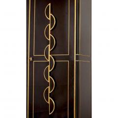 Late 1970s Italian Art Deco Brass and Black Tall Cabinet or Bar - 356896