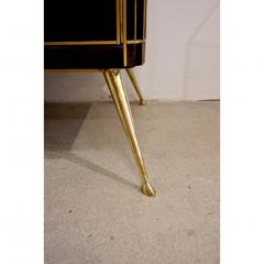 Late 1970s Italian Art Deco Brass and Black Tall Cabinet or Bar - 356903
