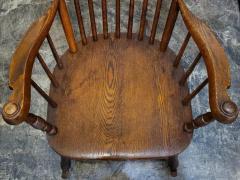 Late 19C English Oak Spindle back Ball Finial Rocker - 4153917
