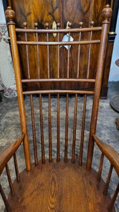 Late 19C English Oak Spindle back Ball Finial Rocker - 4153935