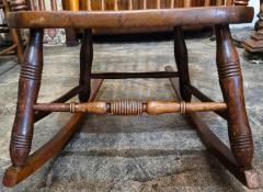 Late 19C English Oak Spindle back Ball Finial Rocker - 4153938