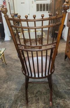 Late 19C English Oak Spindle back Ball Finial Rocker - 4153940