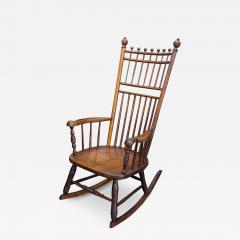 Late 19C English Oak Spindle back Ball Finial Rocker - 4159709