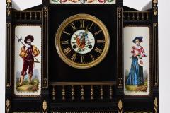 Late 19th Century Antique French Black Marble Hand Painted Clock Garniture Set - 4706134
