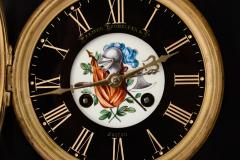 Late 19th Century Antique French Black Marble Hand Painted Clock Garniture Set - 4706139