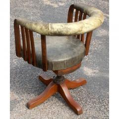 Late 19th Century Antique Wood Leather Swivel Desk Chair - 2626911