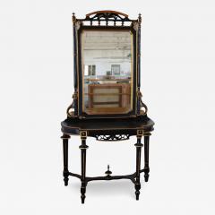 Late 19th Century Black and Gold Antique Walnut Console Table with Mirror - 3044578