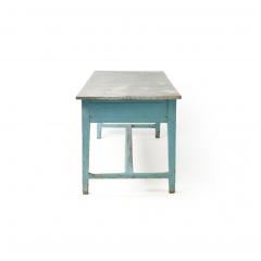 Late 19th Century Blue Painted Farm Table with Zinc Top - 3367504