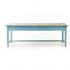 Late 19th Century Blue Painted Farm Table with Zinc Top - 3367506