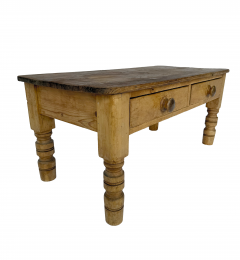 Late 19th Century Country English Pine Low Table with Two Drawers - 4755467