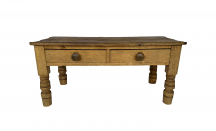 Late 19th Century Country English Pine Low Table with Two Drawers - 4764801