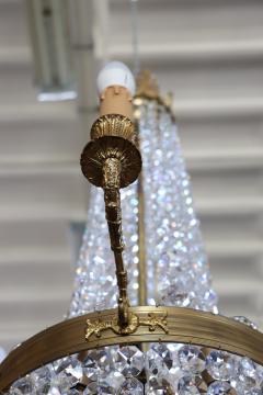 Late 19th Century Empire Style Gilded Bronze and Crystals Chandelier - 3623880