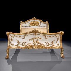 Late 19th Century French Rococo Style Painted and Parcel Gilt King Size Bed - 4353903