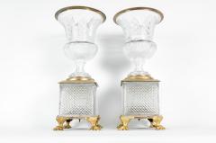 Late 19th Century Gilt Bronze Cut Glass Vases Centerpieces - 1170412