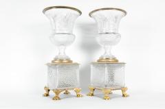 Late 19th Century Gilt Bronze Cut Glass Vases Centerpieces - 1170416