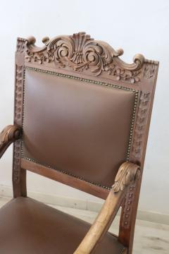 Late 19th Century Italian Renaissance Style Carved Walnut Pair of Throne Chairs - 3181927