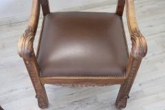 Late 19th Century Italian Renaissance Style Carved Walnut Pair of Throne Chairs - 3181928