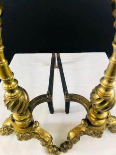 Late 19th Century Large Georgian English Brass Andirons a Pair - 1729746