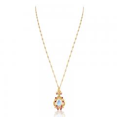 Late 19th Century Moonstone Ruby and Gold Pendant - 731974