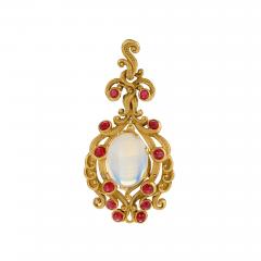 Late 19th Century Moonstone Ruby and Gold Pendant - 732107