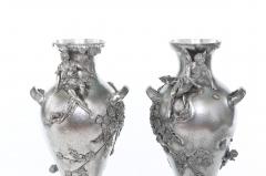 Late 19th Century Silver Plated Pair Vases Urns - 1823058