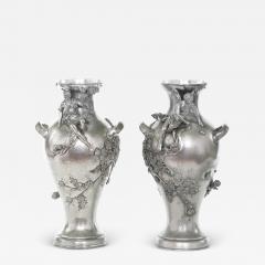 Late 19th Century Silver Plated Pair Vases Urns - 1825845