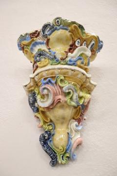 Late 19th Century South Italian Antique Majolica Two Shelves with Vase - 3436291
