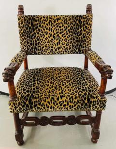 Late 19th Century Victorian Gothic Revival Leopard Upholstery Arm or Side Chair - 2865782