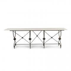 Late 19th Century White Marble Top Table on Scrolled Iron Base - 3370053