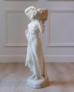 Late 19th Early 20th Century Volterra Alabaster Figure of a Flower Girl - 4396981