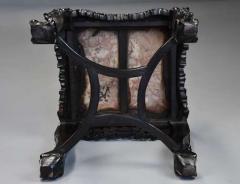 Late 19th century Chinese hardwood pot stand with shaped marble inset top - 4756098