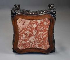 Late 19th century Chinese hardwood pot stand with shaped marble inset top - 4756099