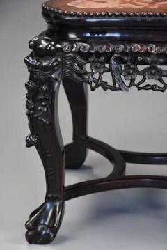 Late 19th century Chinese hardwood pot stand with shaped marble inset top - 4756101