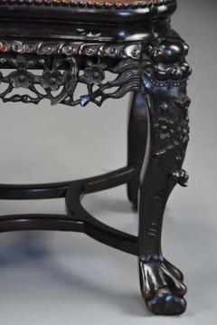 Late 19th century Chinese hardwood pot stand with shaped marble inset top - 4756102