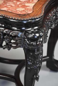 Late 19th century Chinese hardwood pot stand with shaped marble inset top - 4756107