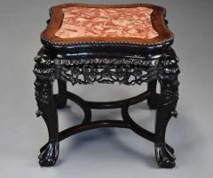 Late 19th century Chinese hardwood pot stand with shaped marble inset top - 4756108