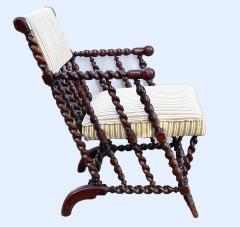 Late 19th century English barley twist carved armchair - 2617917