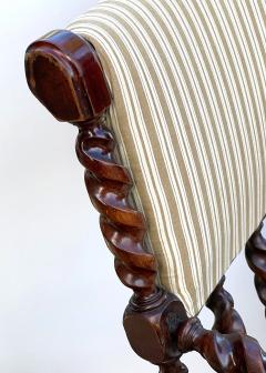 Late 19th century English barley twist carved armchair - 2617920