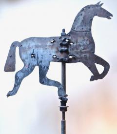 Late 19thC Sheet Iron and Metal Trotting Horse Weathervane - 3046614