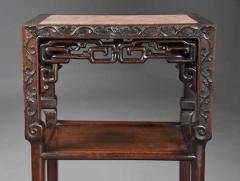 Late 19thc matched pair of freestanding Chinese hardwood pot stands - 4755892