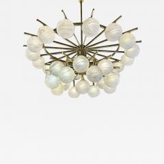 Late 20th Century Brass Double Tier Chandelier with Marbled Murano Glass Boules - 3563733