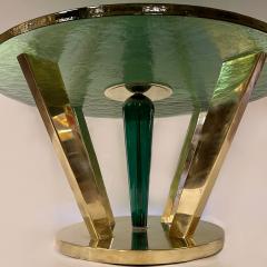 Late 20th Century Brass Green Molten Murano Glass Coffee Table - 2009494